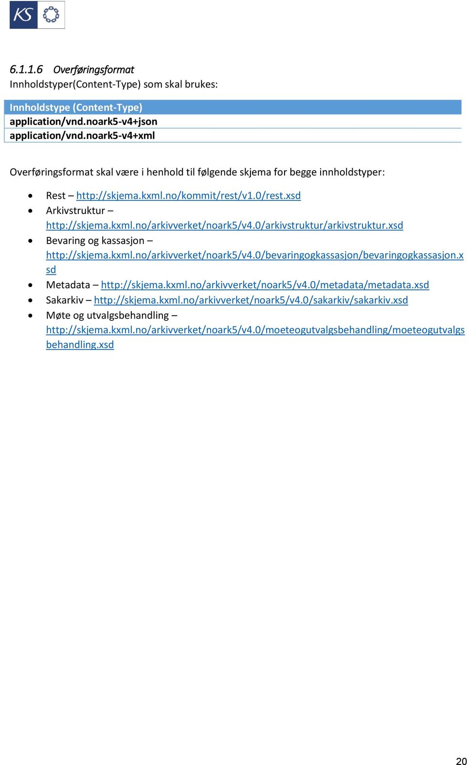 0/arkivstruktur/arkivstruktur.xsd Bevaring og kassasjon http://skjema.kxml.no/arkivverket/noark5/v4.0/bevaringogkassasjon/bevaringogkassasjon.x sd Metadata http://skjema.kxml.no/arkivverket/noark5/v4.0/metadata/metadata.