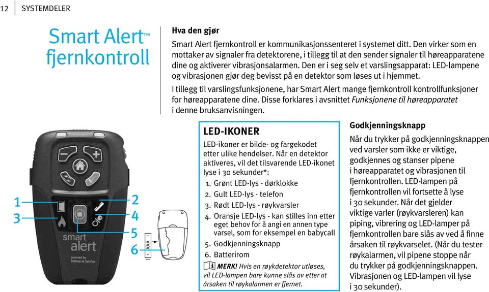 Den er i seg selv et varslingsapparat: LED-lampene og vibrasjonen gjør deg bevisst på en detektor som løses ut i hjemmet.