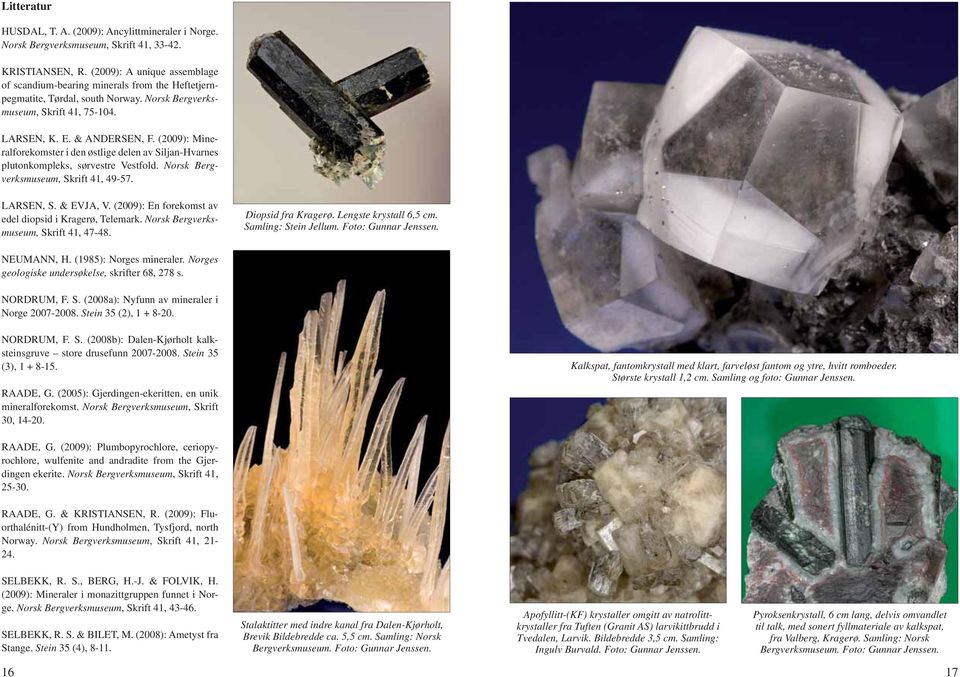 (2009): Mineralforekomster i den østlige delen av Siljan-Hvarnes plutonkompleks, sørvestre Vestfold. Norsk Bergverksmuseum, Skrift 41, 49-57. LARSEN, S. & EVJA, V.