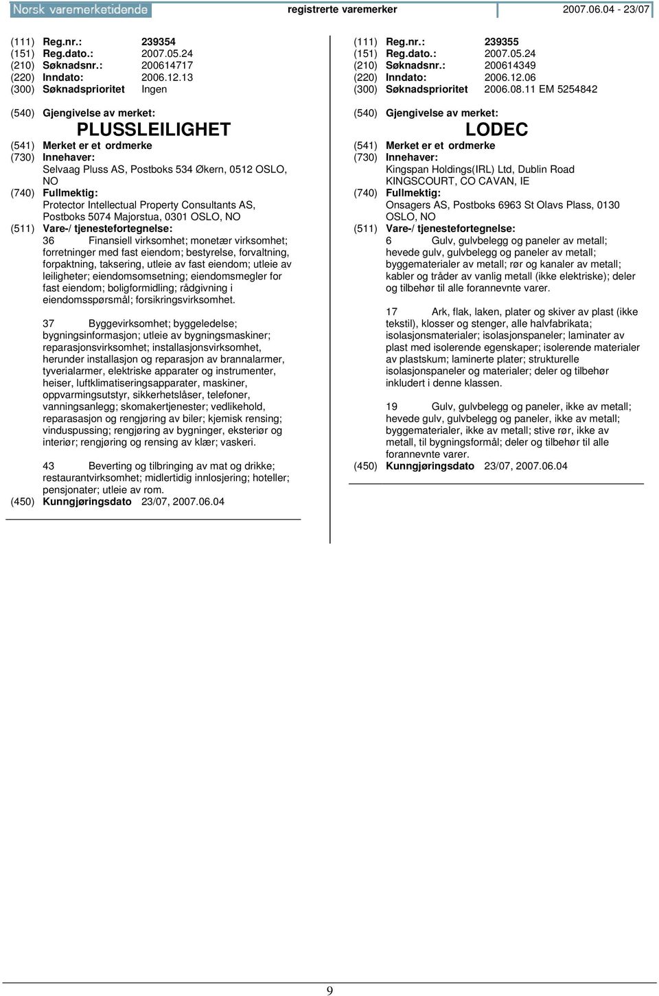 forretninger med fast eiendom; bestyrelse, forvaltning, forpaktning, taksering, utleie av fast eiendom; utleie av leiligheter; eiendomsomsetning; eiendomsmegler for fast eiendom; boligformidling;