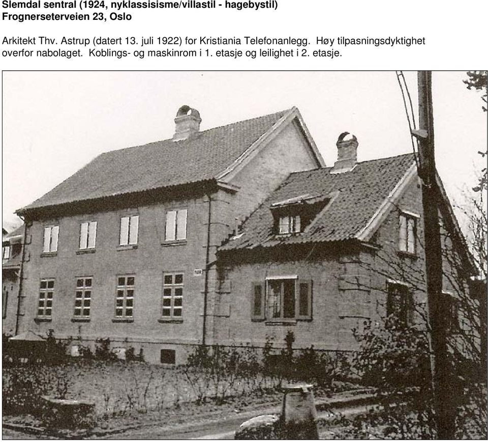 juli 1922) for Kristiania Telefonanlegg.