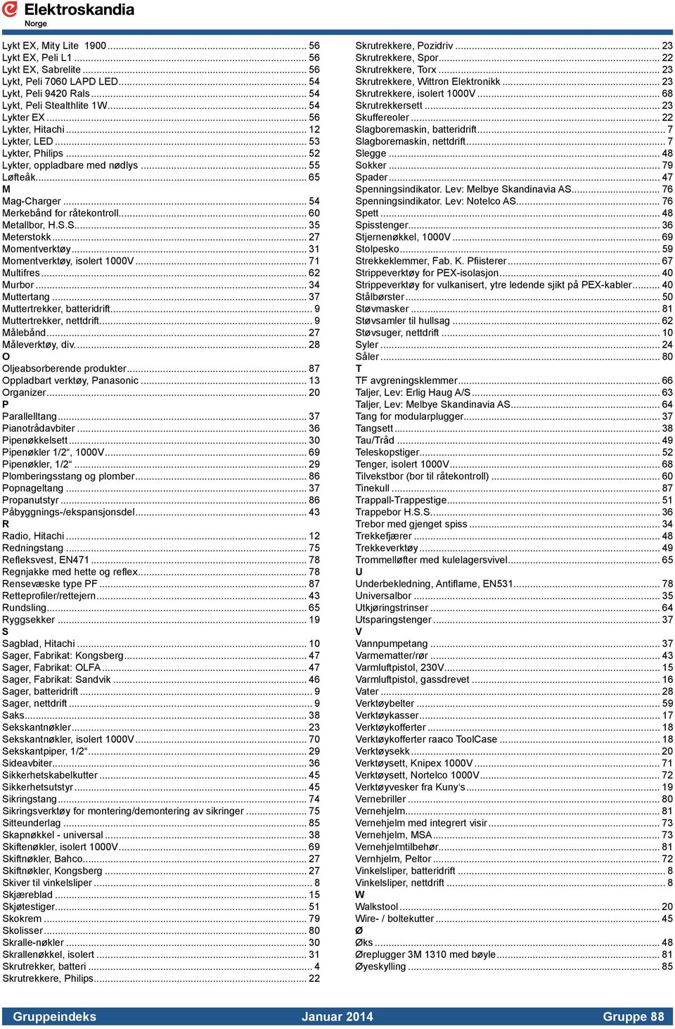 .. 27 Momentverktøy... 31 Momentverktøy, isolert 1000V... 71 Multifres... 62 Murbor... 34 Muttertang... 37 Muttertrekker, batteridrift... 9 Muttertrekker, nettdrift... 9 Målebånd... 27 Måleverktøy, div.