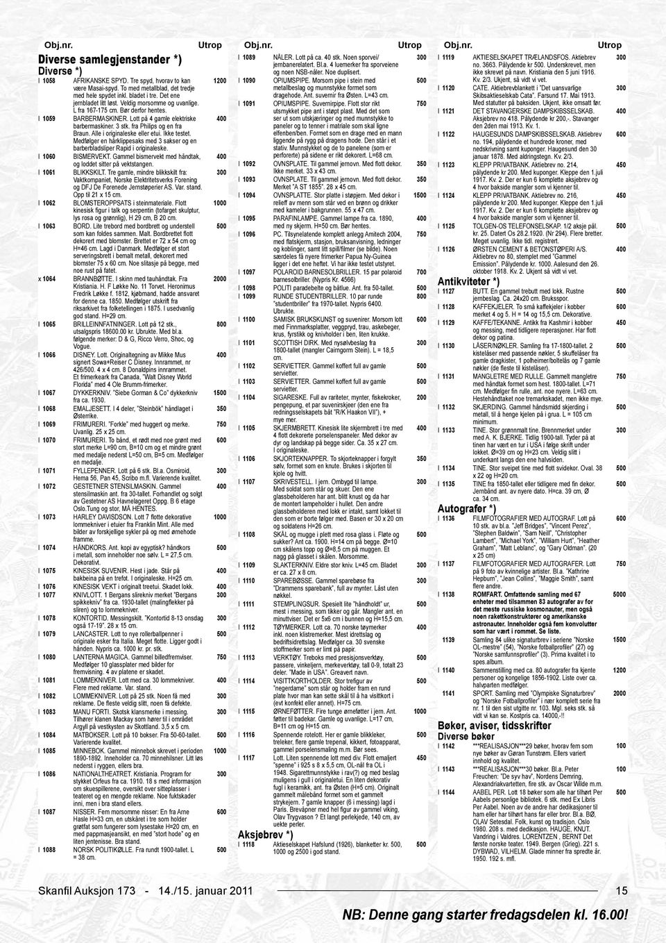 Morsom pipe i stein med Kv. 2/3. Ukjent, så vidt vi vet. være Masai-spyd. To med metallblad, det tredje metallbeslag og munnstykke formet som I 1120 CATE.