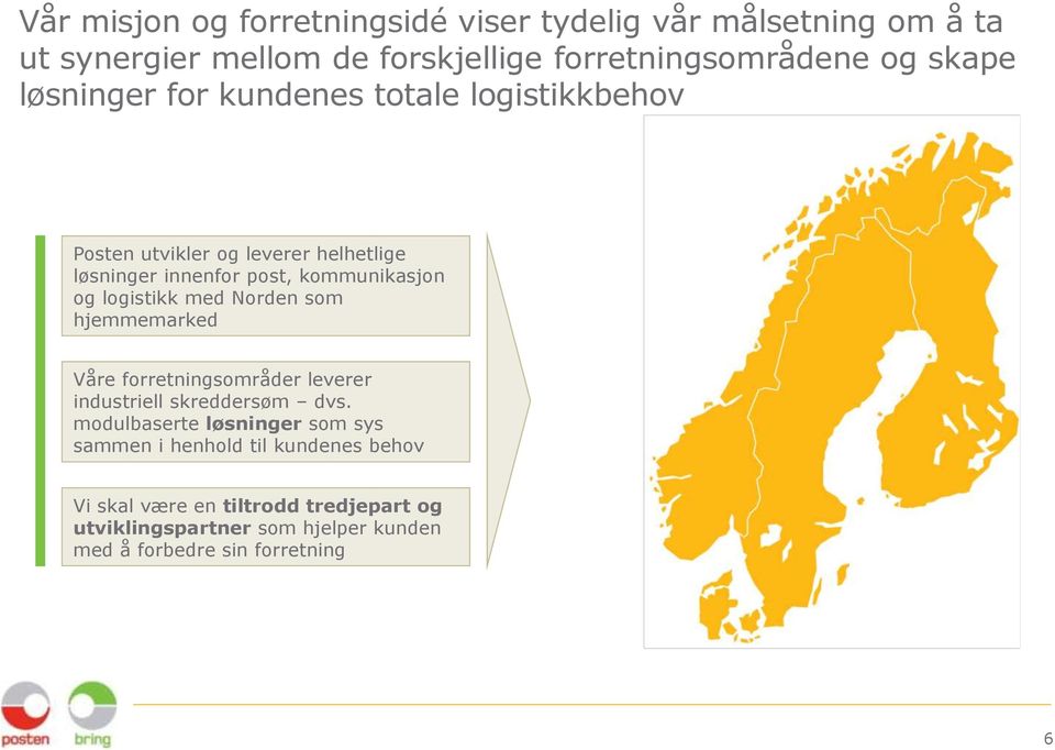 logistikk med Norden som hjemmemarked Våre forretningsområder leverer industriell skreddersøm dvs.