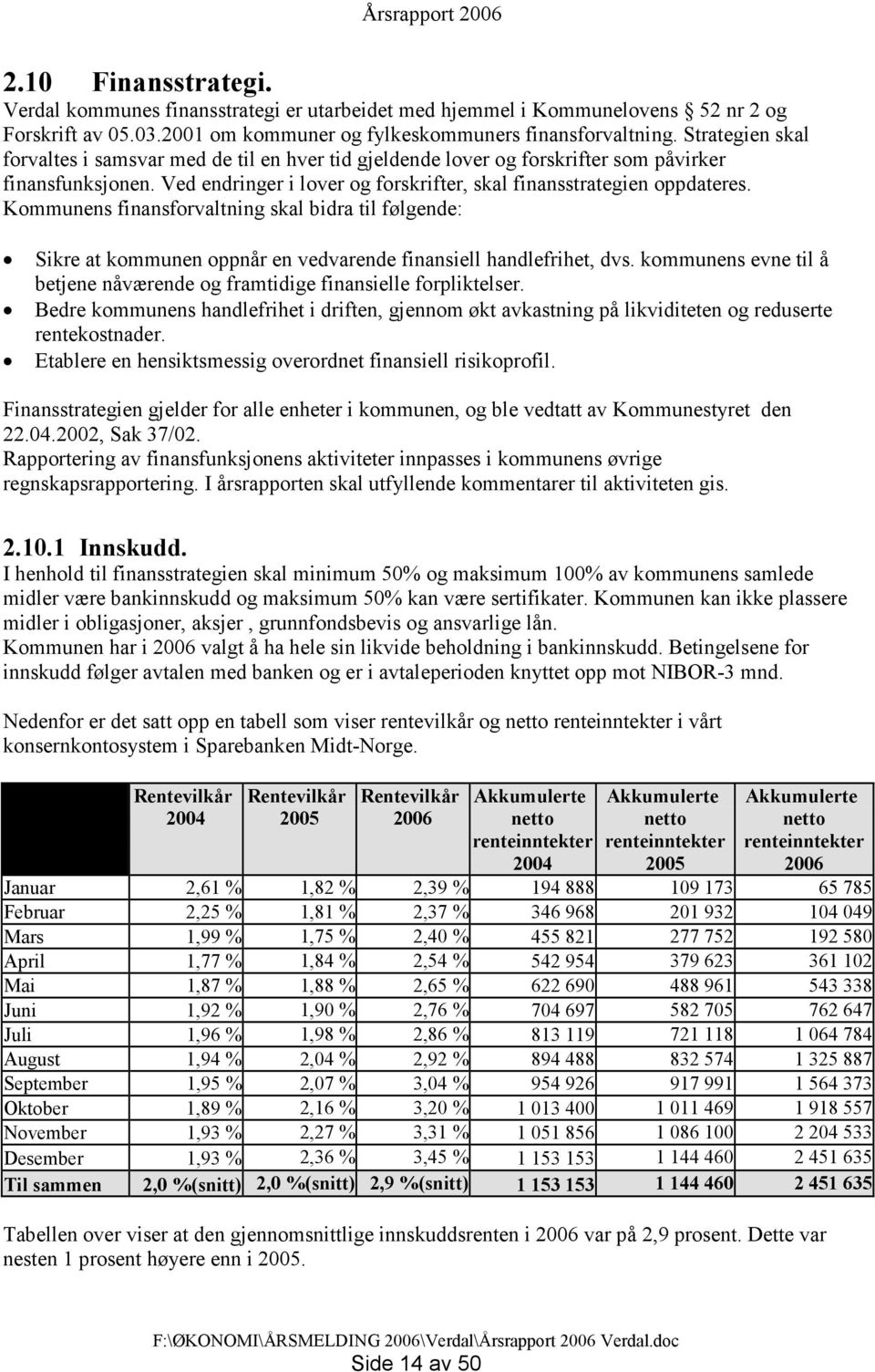 Kommunens finansforvaltning skal bidra til følgende: Sikre at kommunen oppnår en vedvarende finansiell handlefrihet, dvs.