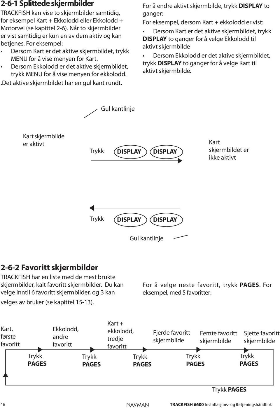 Dersom Ekkolodd er det aktive skjermbildet, trykk MENU for å vise menyen for ekkolodd..det aktive skjermbildet har en gul kant rundt.