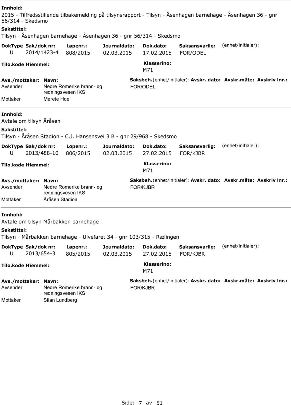 Hansensvei 3 B - gnr 29/968 - Skedsmo 2013/488-10 806/2015 27.02.2015 FOR/KJBR Avs./mottaker: Navn: Saksbeh. Avskr. dato: Avskr.måte: Avskriv lnr.