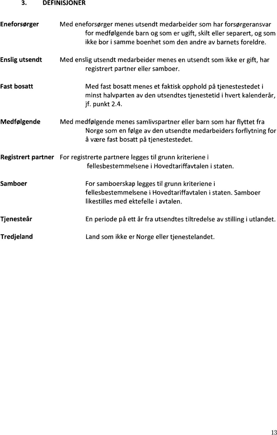 Med fast bosatt menes et faktisk opphold på tjenestestedet i minst halvparten av den utsendtes tjenestetid i hvert kalenderår, jf. punkt 2.4.