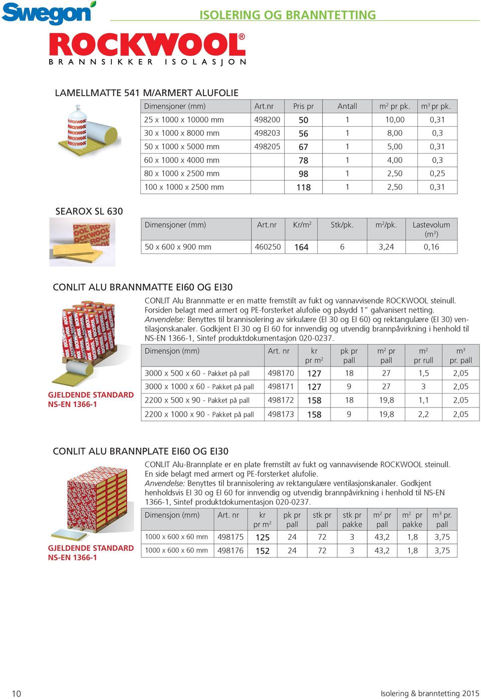 x 1000 x 2500 mm 118 1 2,50 0,31 SEAROX SL 630 Dimensjoner (mm) Art.nr Kr/m 2 Stk/pk. m 2 /pk.