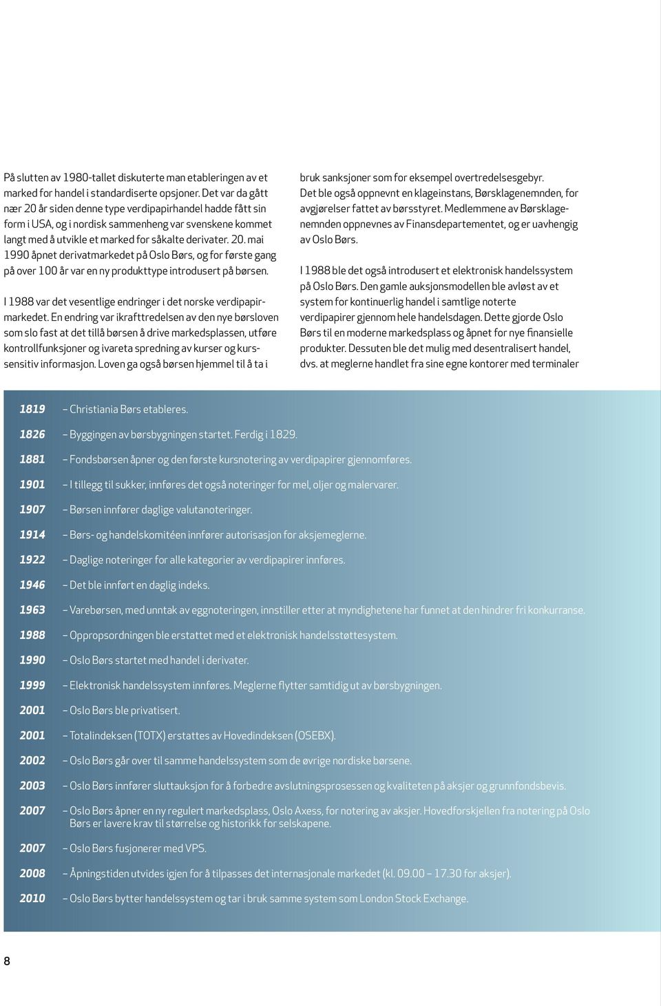 I 1988 var det vesentlige endringer i det norske verdipapirmarkedet.