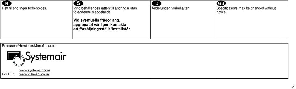 Änderungen vorbehalten. Specifications may be changed without notice.