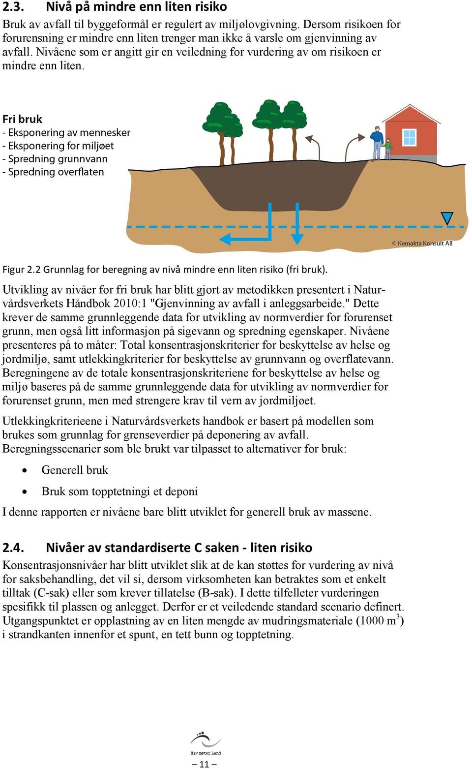 Figur 2.2 Grunnlag for beregning av nivå mindre enn liten risiko (fri bruk).