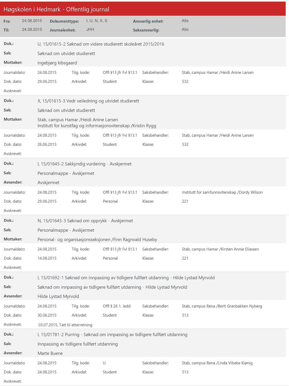 2015 Arkivdel: Student 532 I, 15/01645-2 Sakkyndig vurdering - Personalmappe - Institutt for samfunnsvitenskap /Dordy Wilson Dok. dato: 29.06.