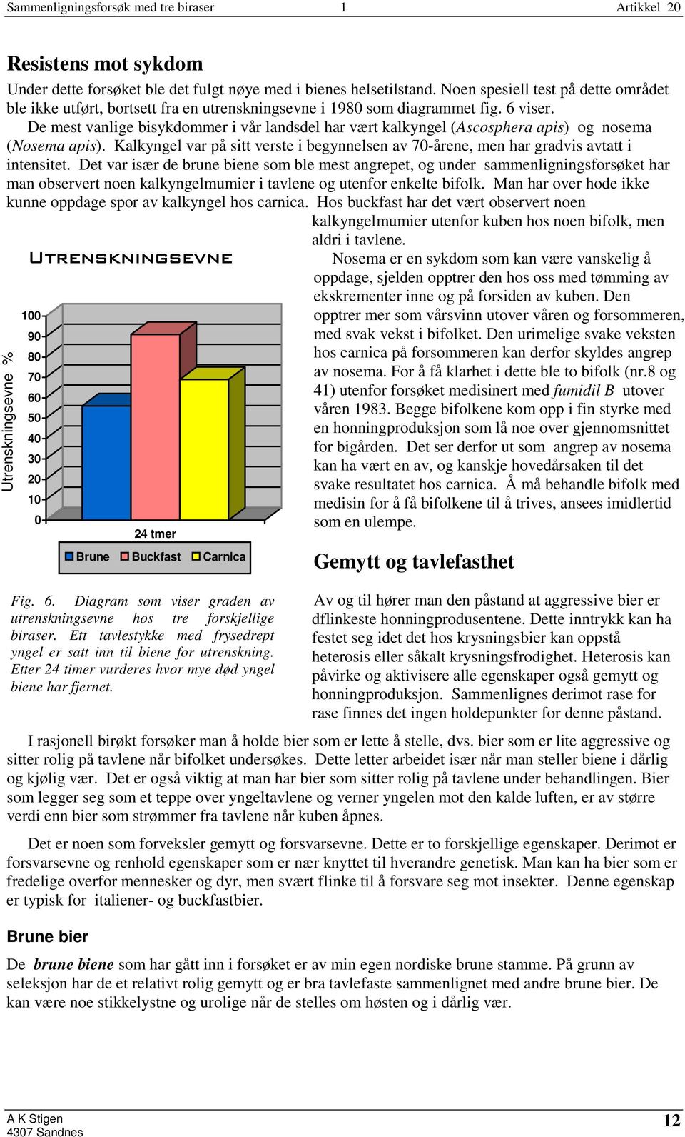 De mest vanlige bisykdommer i vår landsdel har vært kalkyngel (Ascosphera apis) og nosema (Nosema apis). Kalkyngel var på sitt verste i begynnelsen av 70-årene, men har gradvis avtatt i intensitet.