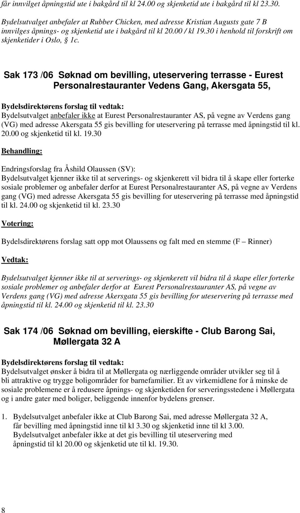 30 i henhold til forskrift om skjenketider i Oslo, 1c.