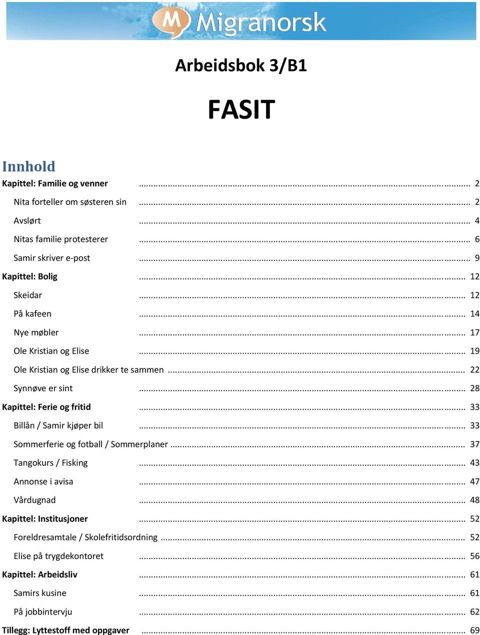 .. 28 Kapittel: Ferie og fritid... 33 Billån / Samir kjøper bil... 33 Sommerferie og fotball / Sommerplaner... 37 Tangokurs / Fisking... 43 Annonse i avisa... 47 Vårdugnad.