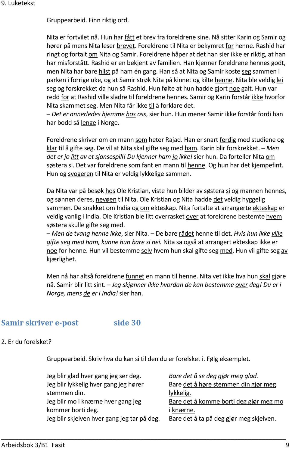 Han kjenner foreldrene hennes godt, men Nita har bare hilst på ham én gang. Han så at Nita og Samir koste seg sammen i parken i forrige uke, og at Samir strøk Nita på kinnet og kilte henne.