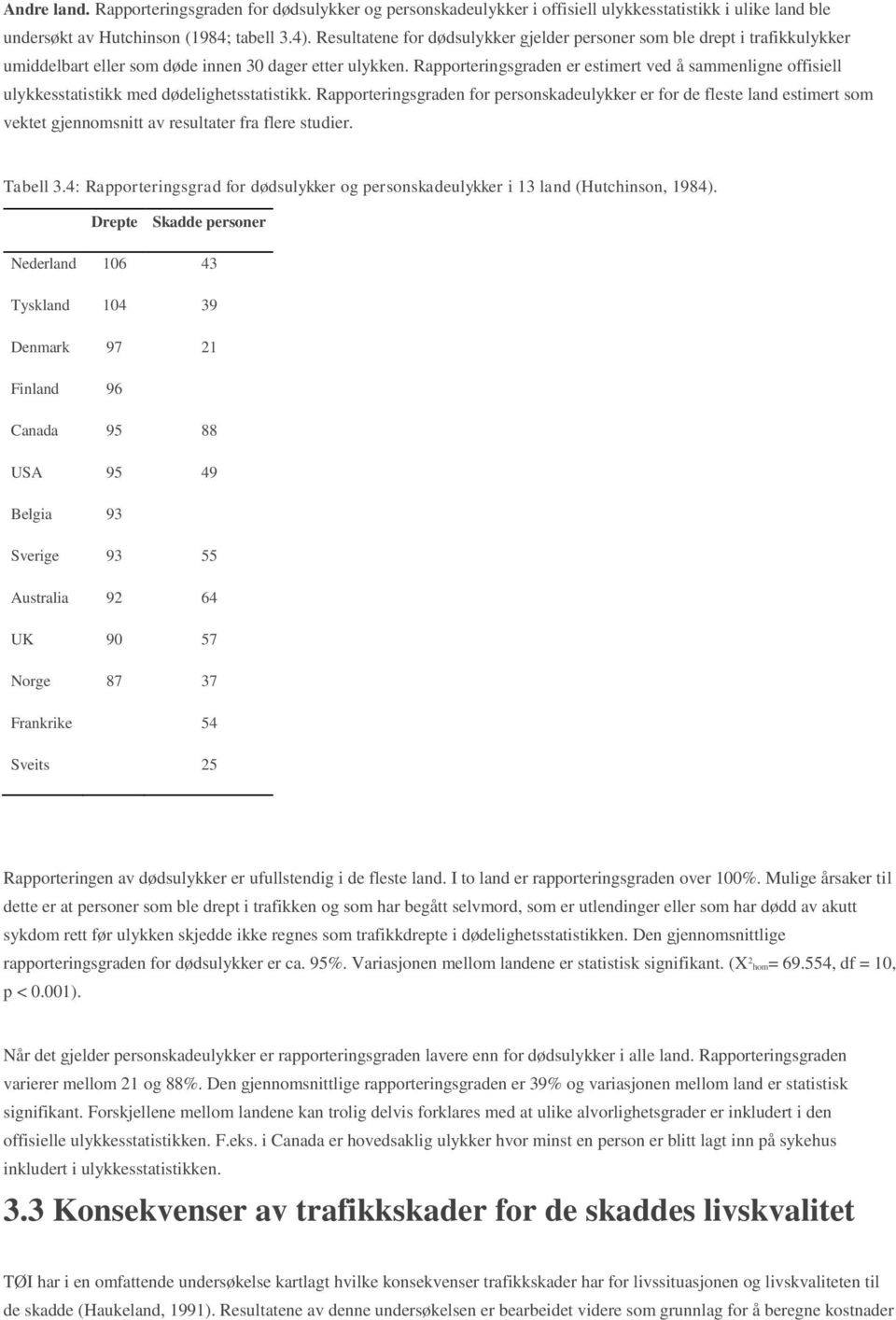 Rapporteringsgraden er estimert ved å sammenligne offisiell ulykkesstatistikk med dødelighetsstatistikk.