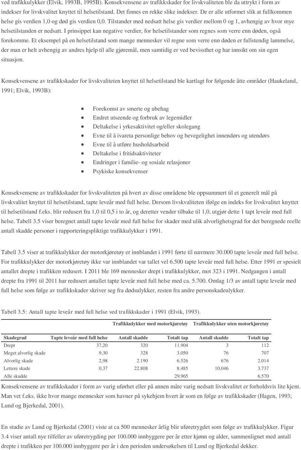 Tilstander med nedsatt helse gis verdier mellom 0 og 1, avhengig av hvor mye helsetilstanden er nedsatt.