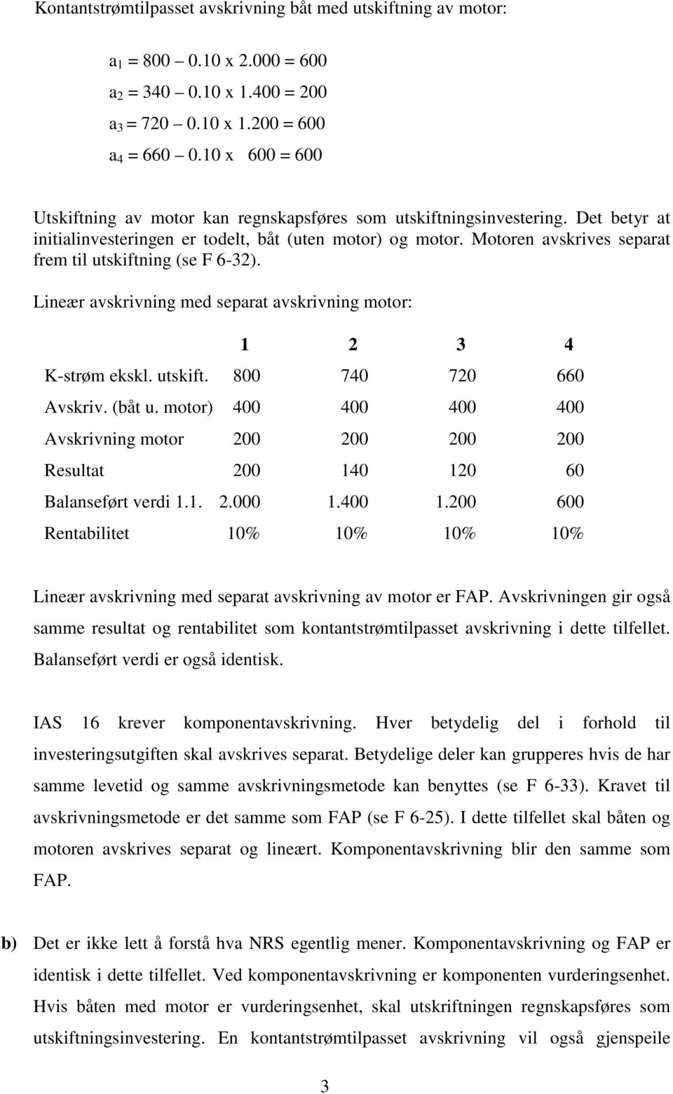 Motoren avskrives separat frem til utskiftning (se F 6-32). Lineær avskrivning med separat avskrivning motor: 1 2 3 4 K-strøm ekskl. utskift. 800 740 720 660 Avskriv. (båt u.