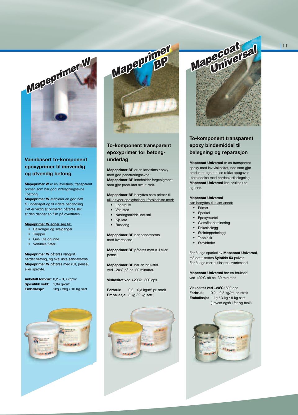 Mapeprimer W egner seg til: Balkonger og svalganger Trapper Gulv ute og inne Vertikale flater To-komponent transparent epoxyprimer for betongunderlag Mapeprimer BP er en lavviskøs epoxy med god