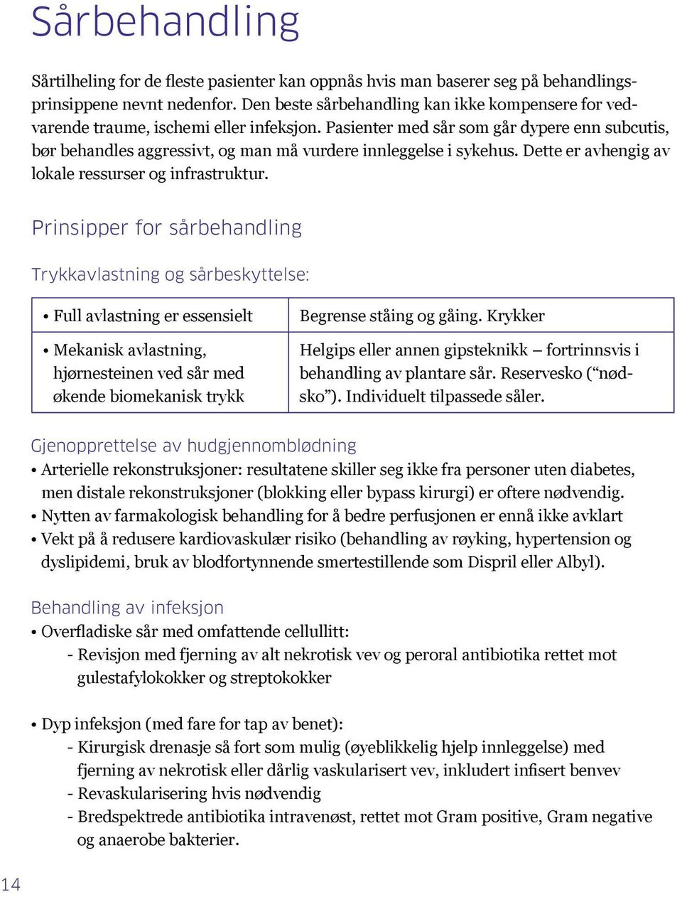 Pasienter med sår som går dypere enn subcutis, bør behandles aggressivt, og man må vurdere innleggelse i sykehus. Dette er avhengig av lokale ressurser og infrastruktur.