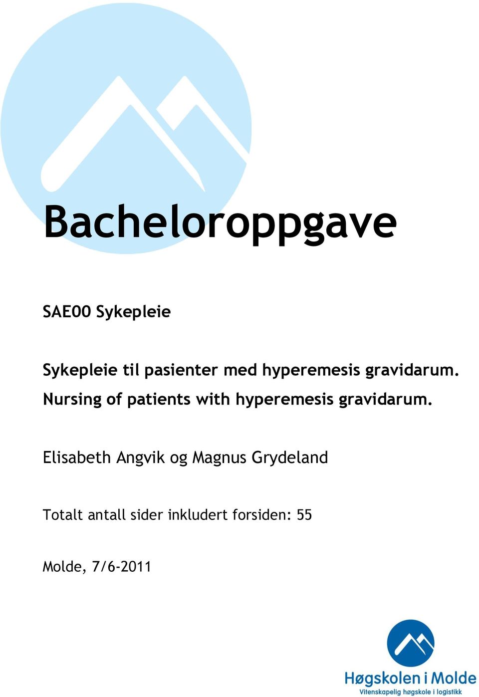 Nursing of patients with hyperemesis gravidarum.