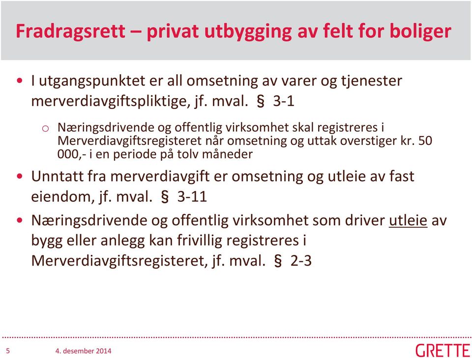 50 000,- i en periode på tolv måneder Unntatt fra merverdiavgift er omsetning og utleie av fast eiendom, jf. mval.