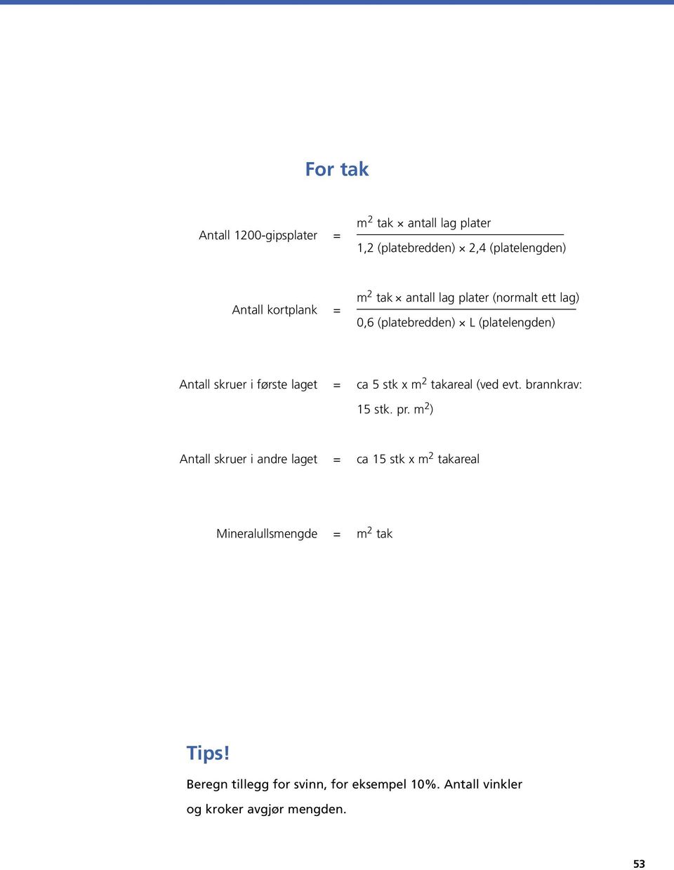 stk x m 2 takareal (ved evt. brannkrav: 15 stk. pr.