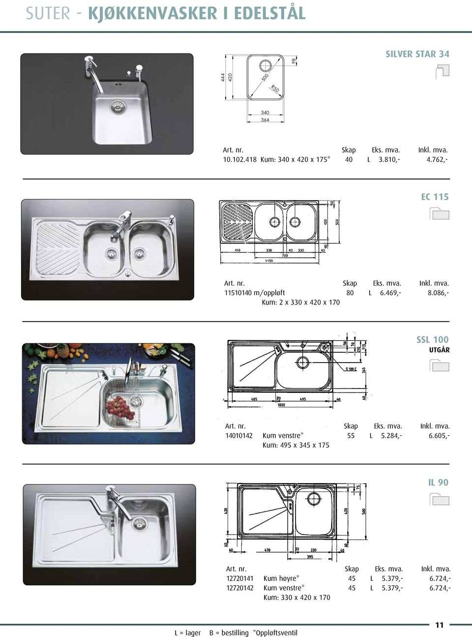 762, Silver Star SIL 50U Silver Star SIL 100TL EC 115 1000 289 180 14 374 350 98 572 261 97 524 R50 600 11510140 m/oppløft 80 L 6.469, 8.