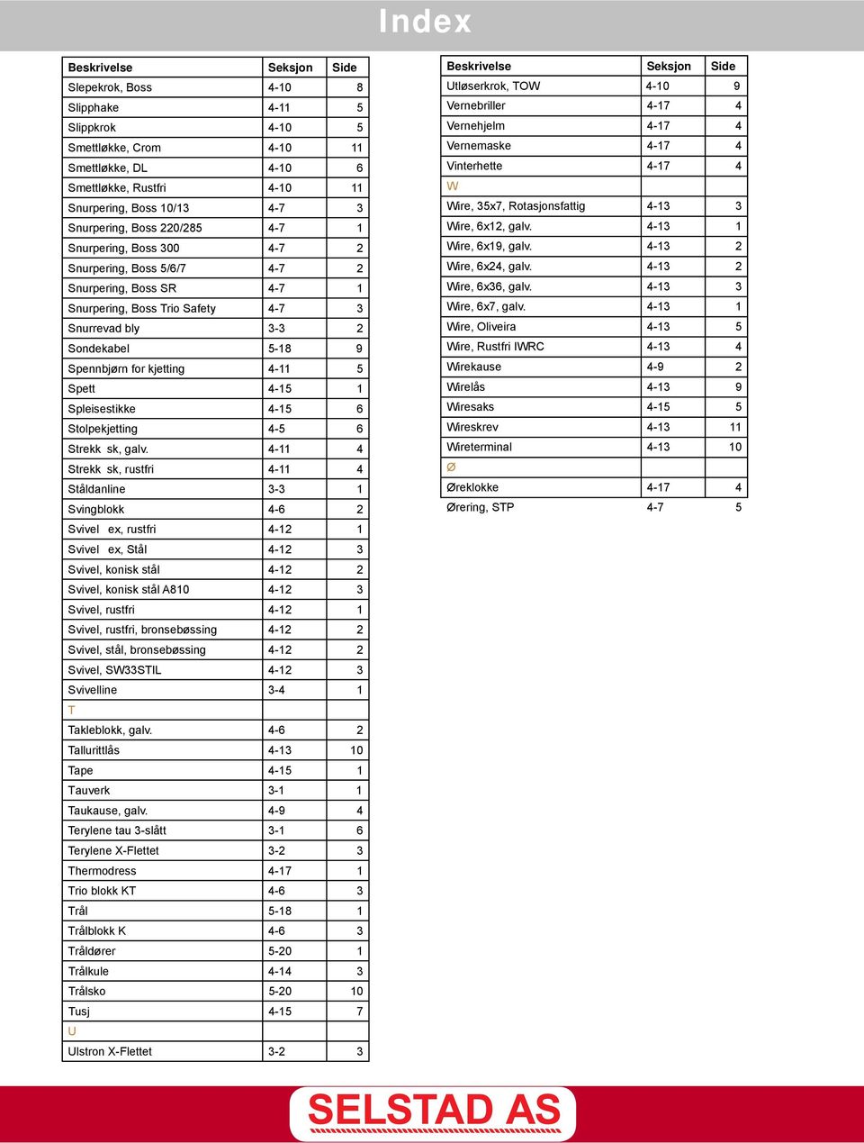 for kjetting 4-11 5 Spett 4-15 1 Spleisestikke 4-15 6 Stolpekjetting 4-5 6 Strekk sk, galv.