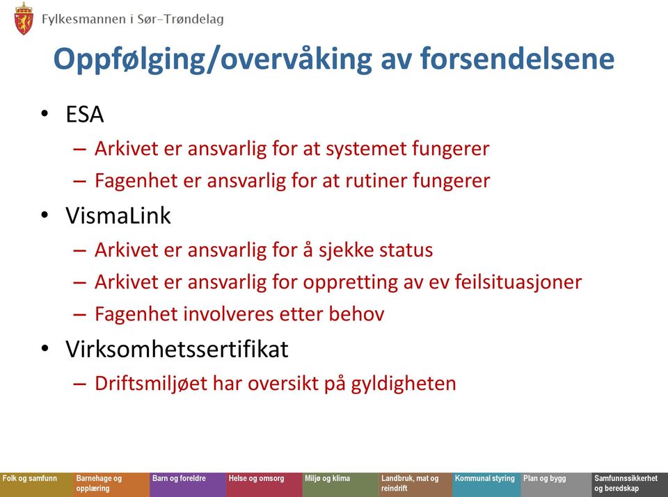 ansvarlig for å sjekke status Arkivet er ansvarlig for oppretting av ev