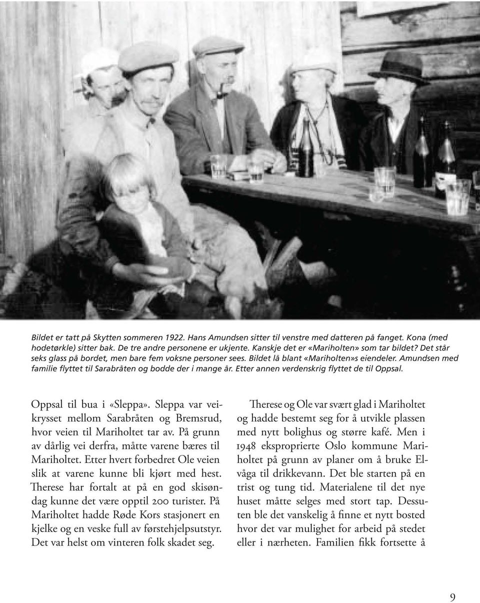 Amundsen med familie flyttet til Sa ra bråten og bodde der i mange år. Etter annen verdenskrig flyttet de til Oppsal. Oppsal til bua i «Sleppa>>.