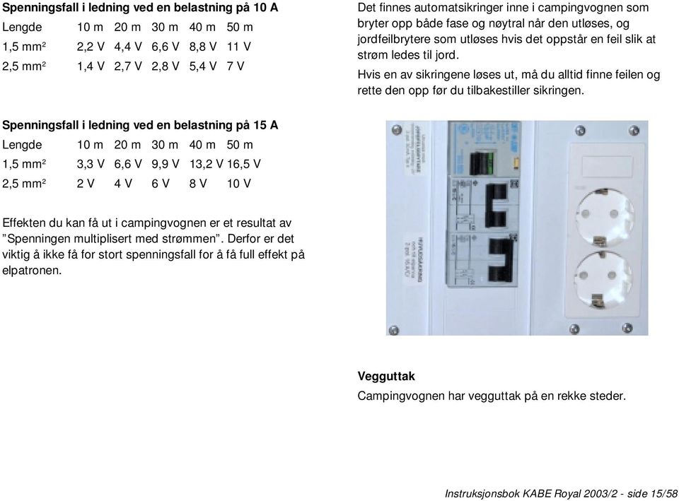 Hvis en av sikringene løses ut, må du alltid finne feilen og rette den opp før du tilbakestiller sikringen.