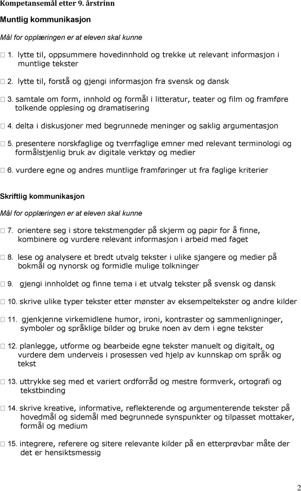 delta i diskusjoner med begrunnede meninger og saklig argumentasjon 5. presentere norskfaglige og tverrfaglige emner med relevant terminologi og formålstjenlig bruk av digitale verktøy og medier 6.