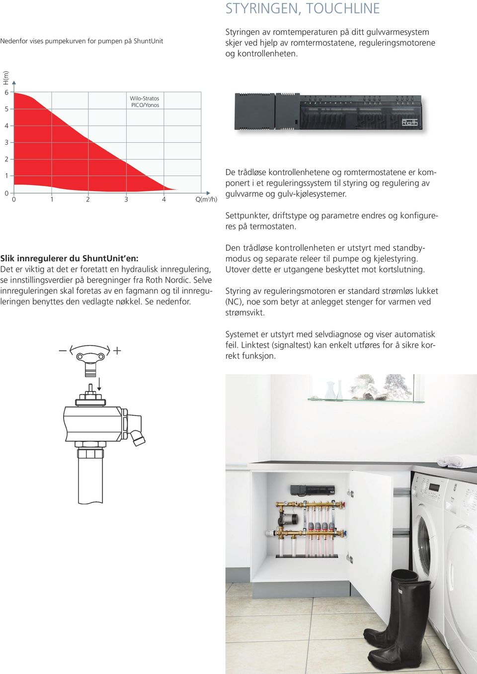 Settpunkter, driftstype og parametre endres og konfigureres på termostaten.