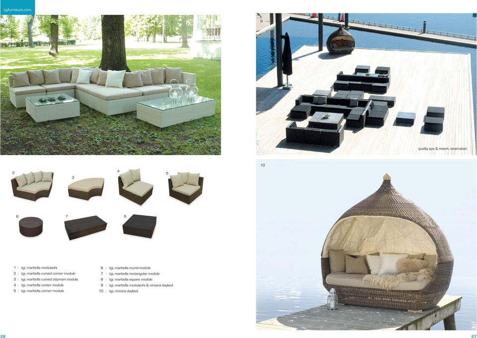 corner module 3 : tgi, marbella curved ottoman module : tgi, marbella center module : tgi,