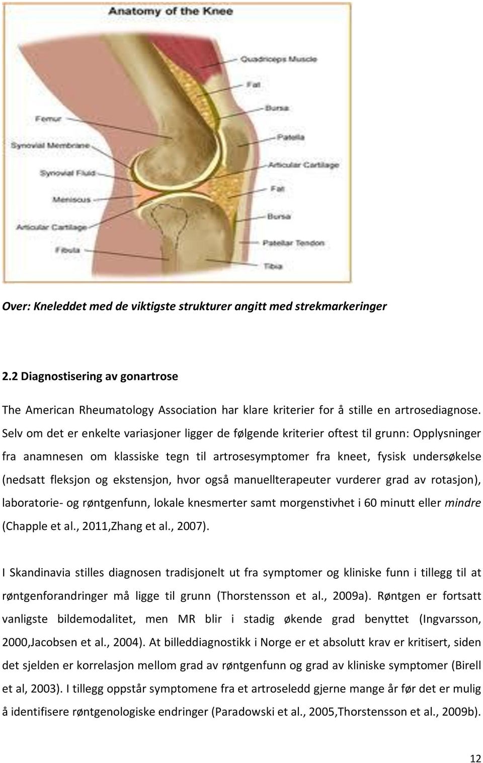 ekstensjon, hvor også manuellterapeuter vurderer grad av rotasjon), laboratorie- og røntgenfunn, lokale knesmerter samt morgenstivhet i 60 minutt eller mindre (Chapple et al., 2011,Zhang et al.