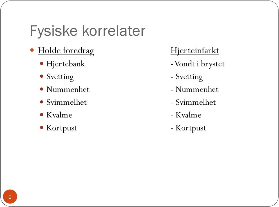 Kortpust Hjerteinfarkt - Vondt i brystet -