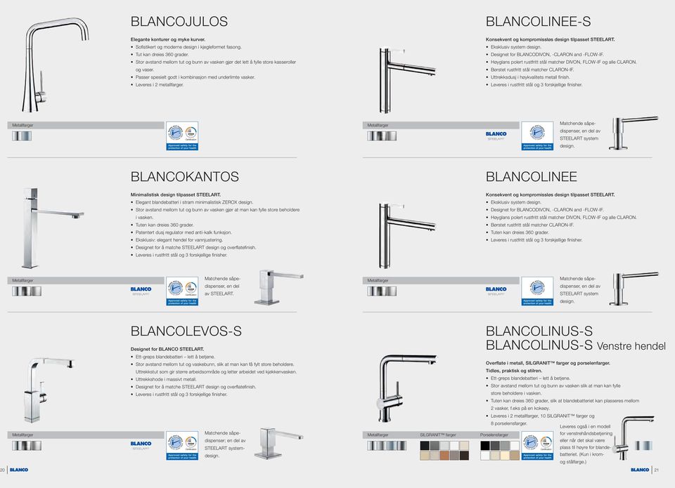 BLANCOLINEE-S Konsekvent og kompromissløs design tilpasset STEELART. Eksklusiv system design. Designet for BLANCODIVON, -CLARON and -FLOW-IF.