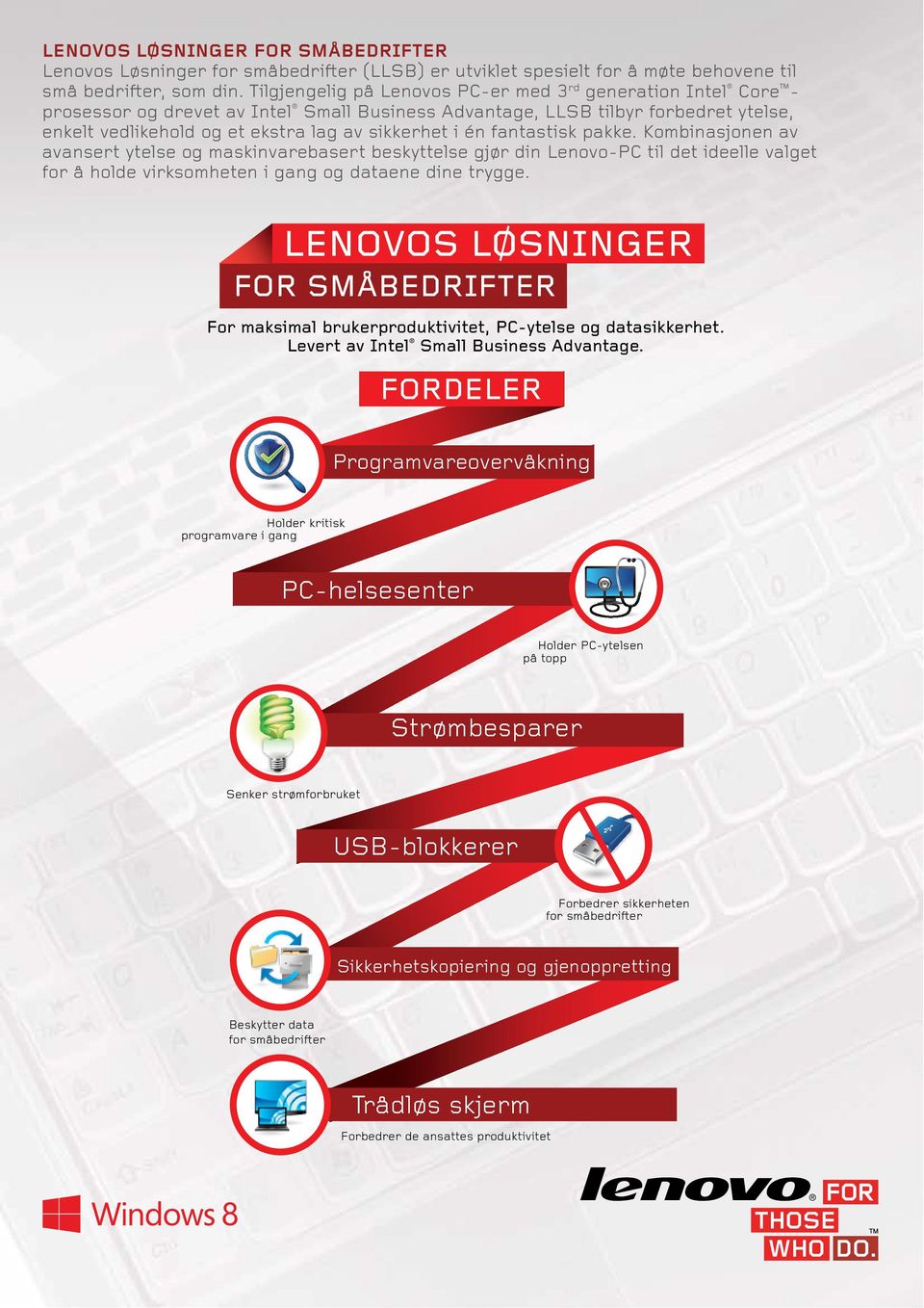 én fantastisk pakke. Kombinasjonen av avansert ytelse og maskinvarebasert beskyttelse gjør din Lenovo-PC til det ideelle valget for å holde virksomheten i gang og dataene dine trygge.