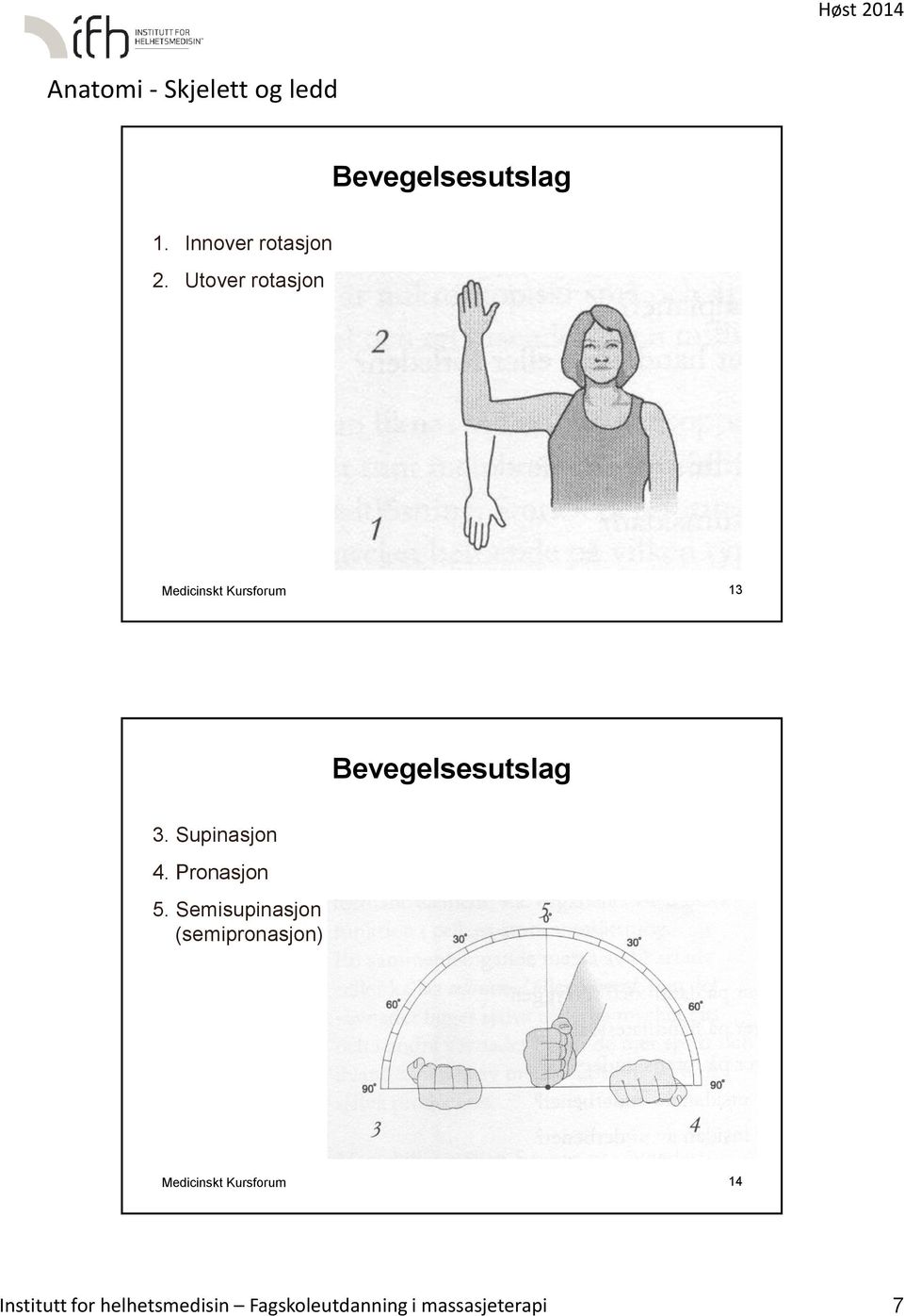 Supinasjon 4. Pronasjon 5.