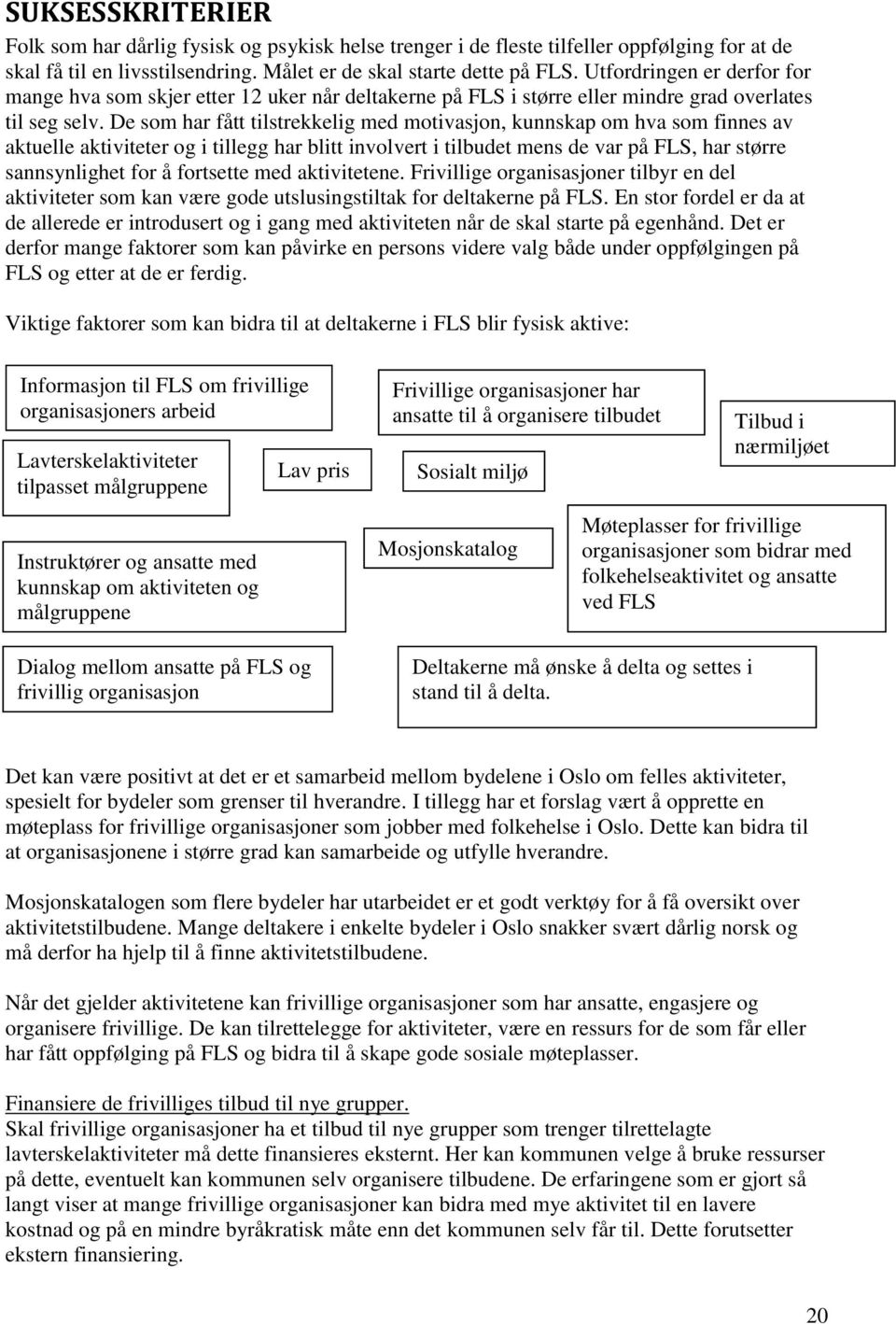 De som har fått tilstrekkelig med motivasjon, kunnskap om hva som finnes av aktuelle aktiviteter og i tillegg har blitt involvert i tilbudet mens de var på FLS, har større sannsynlighet for å