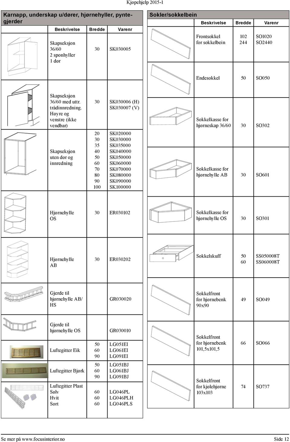 Sokkelkasse for hjørnehylle AB SO1 Hjørnehylle OS ER0102 Sokkelkasse for hjørnehylle OS SO1 Hjørnehylle AB ER02 Sokkelskuff SS0008T SS0008T Gjerde til hjørnehylle AB/ HS GR00 Sokkelfront for