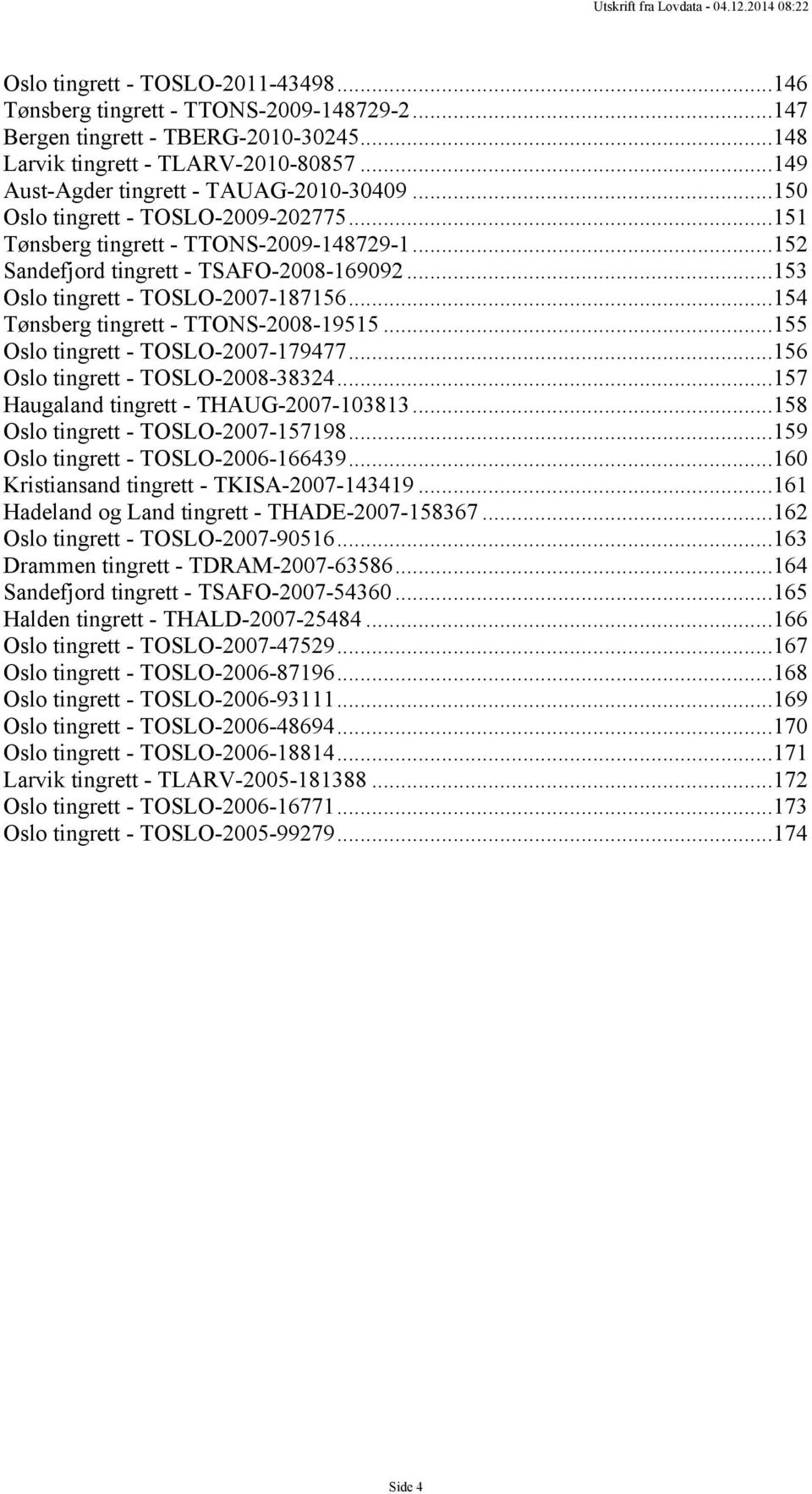 ..153 Oslo tingrett - TOSLO-2007-187156...154 Tønsberg tingrett - TTONS-2008-19515...155 Oslo tingrett - TOSLO-2007-179477...156 Oslo tingrett - TOSLO-2008-38324.