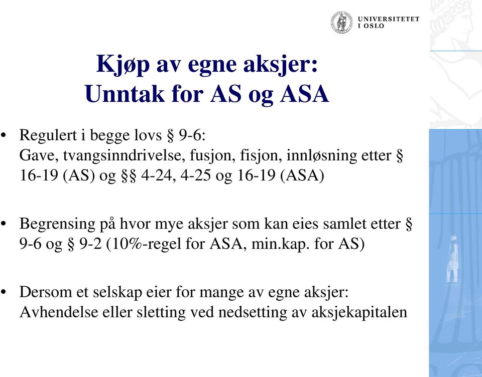 mye aksjer som kan eies samlet etter 9-6 og 9-2 (10%-regel for ASA, min.kap.