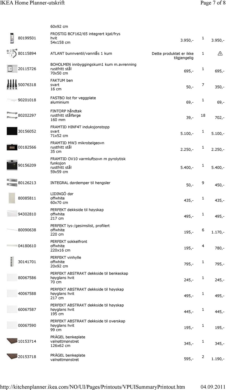 avrenning rustfritt stål 70x50 cm 695,- 695,- 5007638 FAKTUM ben svart 6 cm 7 50,- 350,- 902008 FASTBO list for veggplate aluminium 69,- 69,- 80202297 FINTORP håndtak rustfritt stålfarge 60 mm 8 39,-