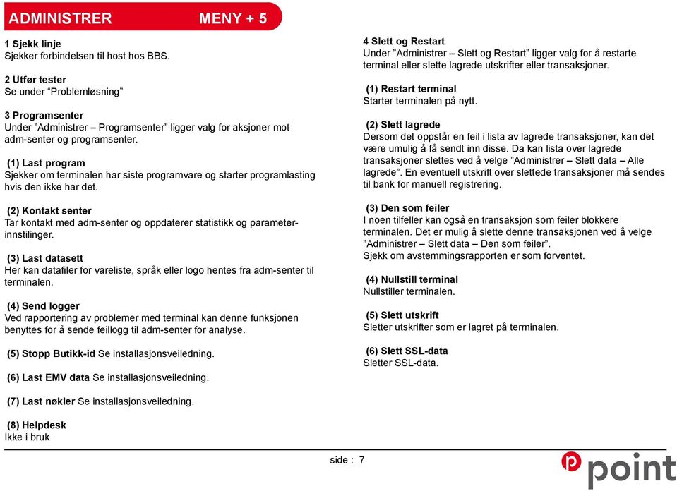 (1) Last program Sjekker om terminalen har siste programvare og starter programlasting hvis den ikke har det.