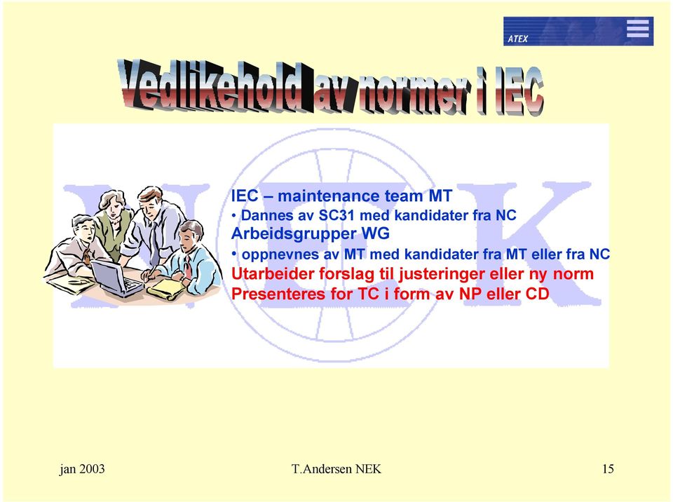 fra NC Utarbeider forslag til justeringer eller ny norm