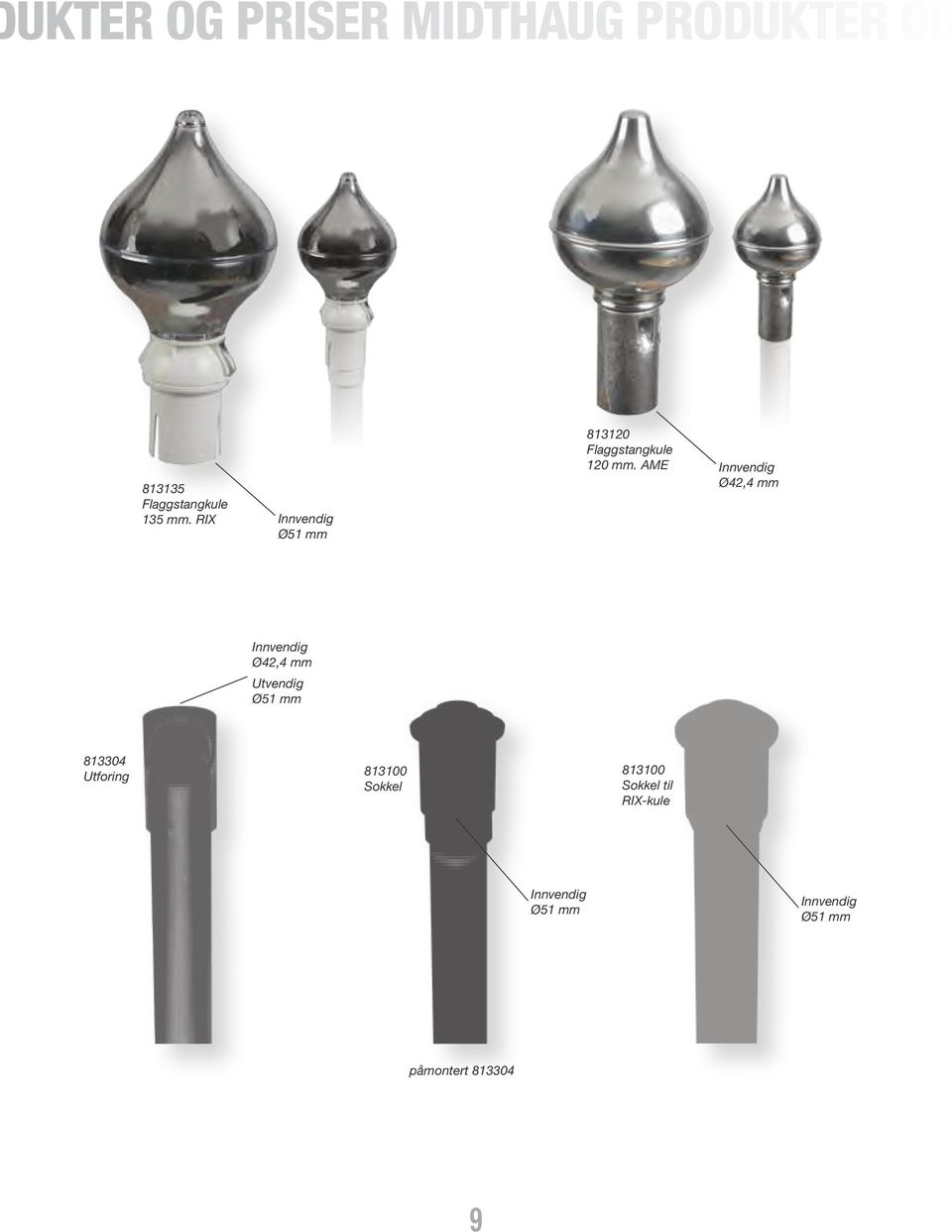 AME Innvendig Ø42,4 mm Innvendig Ø42,4 mm Utvendig Ø51 mm 813304